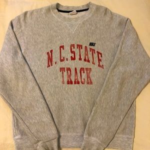 Vintage Nike NC State Track heather gray sweatshirt. Made in USA.